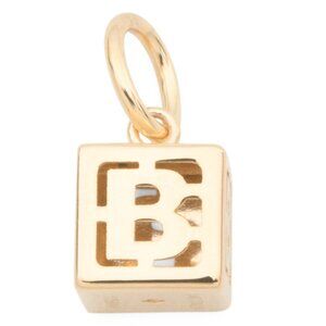 GOLDEN CLEF Gold/B Made In Italy 14kt Gold Initial Cube Charm